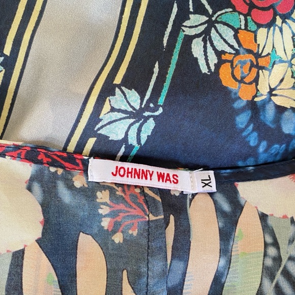 Johnny Was Annia Printed Silk V-Neck Kimono Sleeve Midi Dress Sz XL - Picture 11 of 16